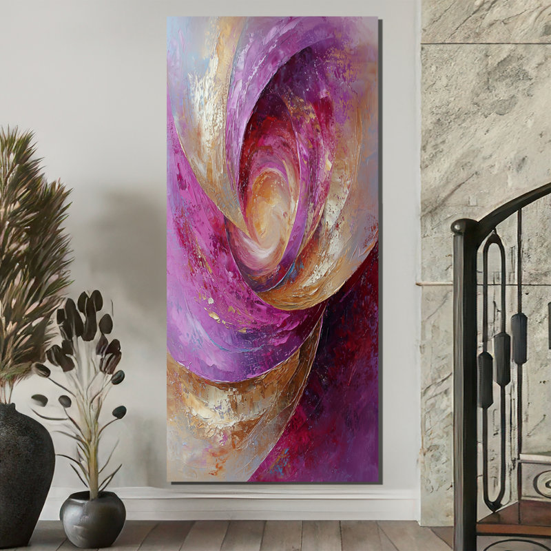 «Spratt Abstract Lavender Tranquility Balance I», art mural moderne grand, H 60 po x l 28 po, Toile tendue, Ne s’applique pas