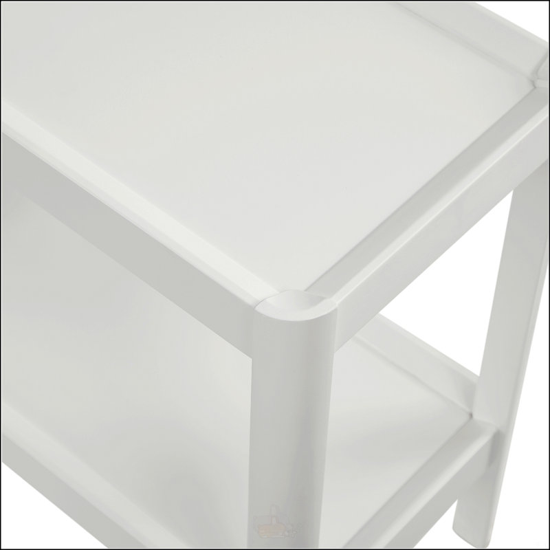 Table de chevet Yonda avec deux tablettes spacieuses et des coins arrondis, parfaite pour les chambres à coucher modernes et les solutions de rangement élégantes.