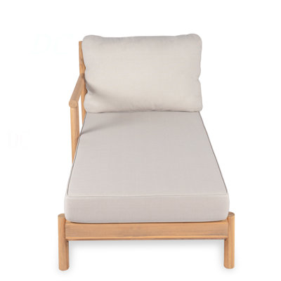 Patio Acacia Wood Sofa-And-Chaise Sectional L-Shape, Loveseat + Lounge With Water-Resistant Cushion