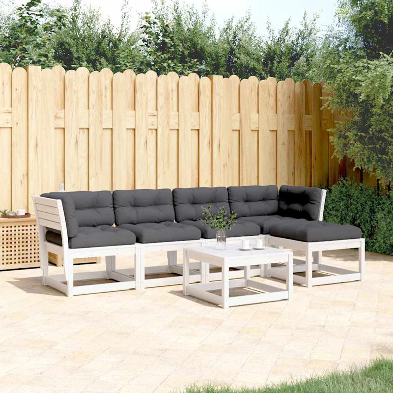 273cm Wide Patio Sofa, Gray, White