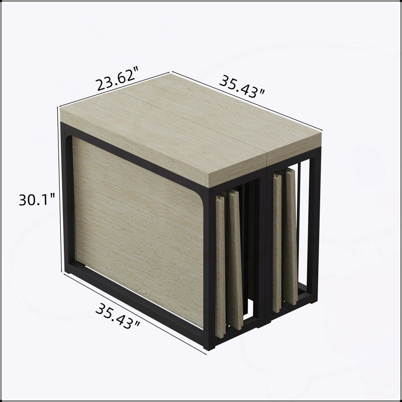 Table de salle à manger extensible moderne 23,62 "- 118", Blanc ancien