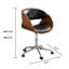 Chaise de bureau pivotante en similicuir Oliver avec dossier en bois et base en métal chromé-862902636