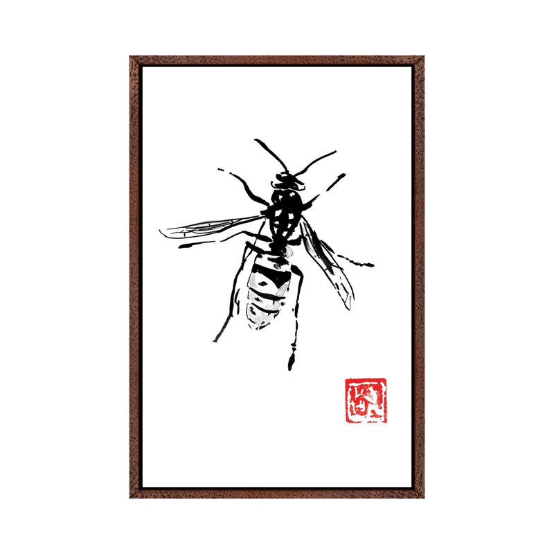Wasp by Péchane - Print on Canvas, 152.5 cm H x 101.5 cm W, Classic Brown Wood Framed