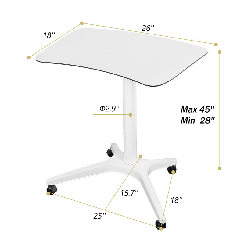 Bureau debout à hauteur réglable péninsule Amilcar, Blanc