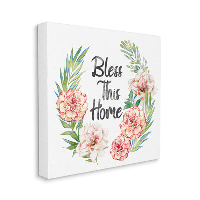«Bless This Home Saying Coral Pink Floral Arrangement» par Ziwei Li - Peinture