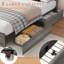 Structure de lit avec tête de lit avec rangement (4 tiroirs de rangement sur le corps du lit et éclairage DEL) - Plateforme de support de matelas en métal antidérapante et sans bruit + Base de lattes en métal robuste-536792467