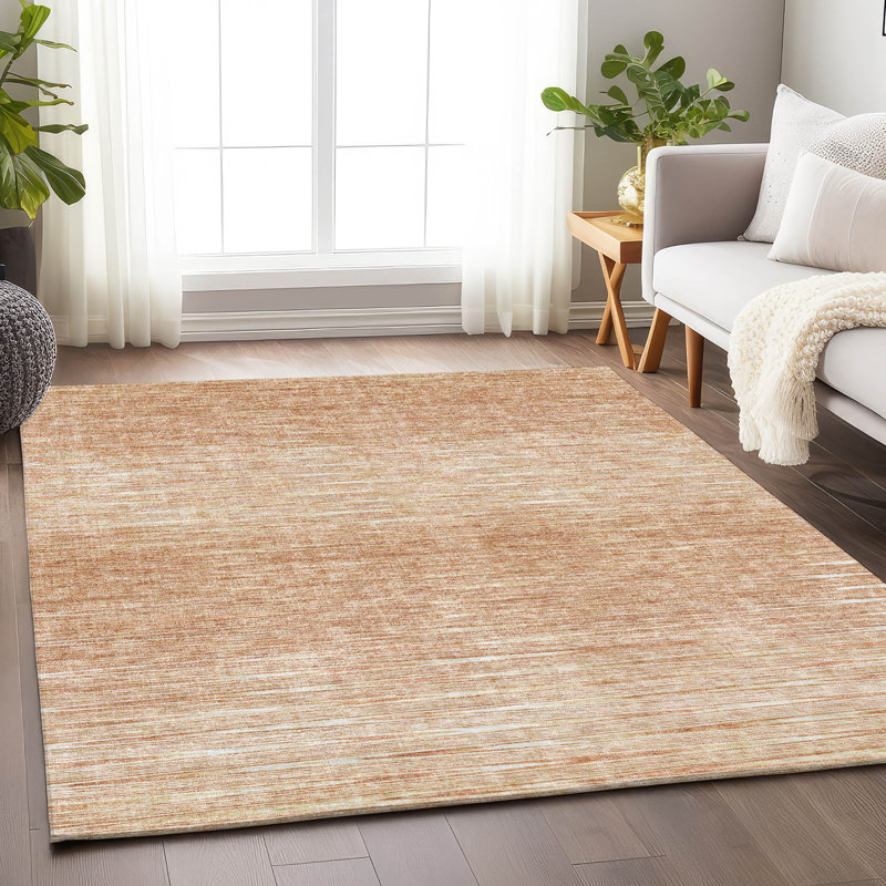 Premium Machine Washable Prisco Salmon Rug, Rectangle 9' x 12'