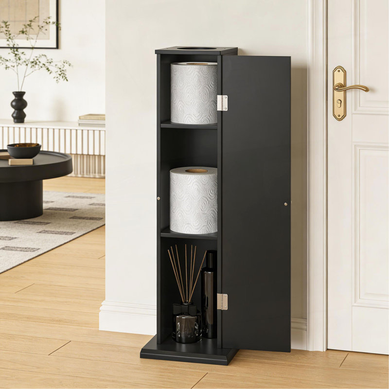 Cabinet,Corner Cabinet,Small Toilet Paper Cabinet, Black
