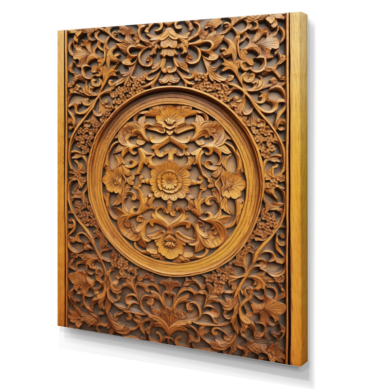 Vieille porte en bois sculpté VII, Toile tendue, H 20 po x l 12 po x P 1 po