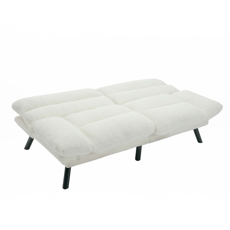 Sofa Bed,Sleeper Sofa With Metal Feet, White Teddy
