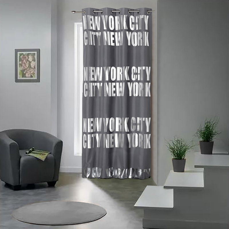 New York Blackout Curtain Single Panel, Gray