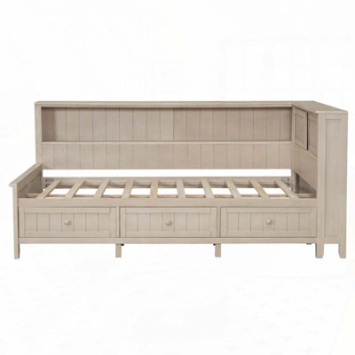 Wood Daybed with Storage Shelves and 3 Drawers