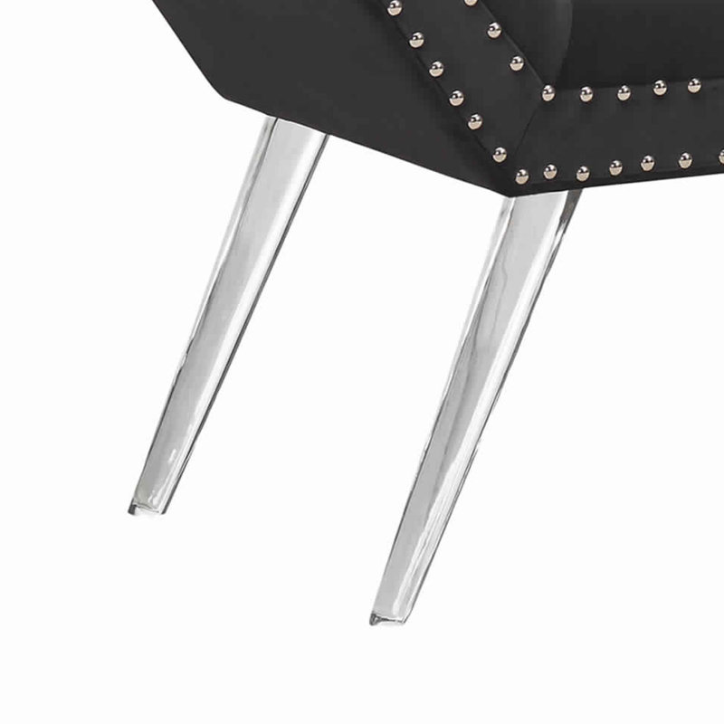 Velvet Upholstered Bench, Black