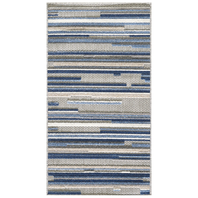 Tapis d'extérieur abstrait bleu 2 pi x 4 pi résistant aux taches