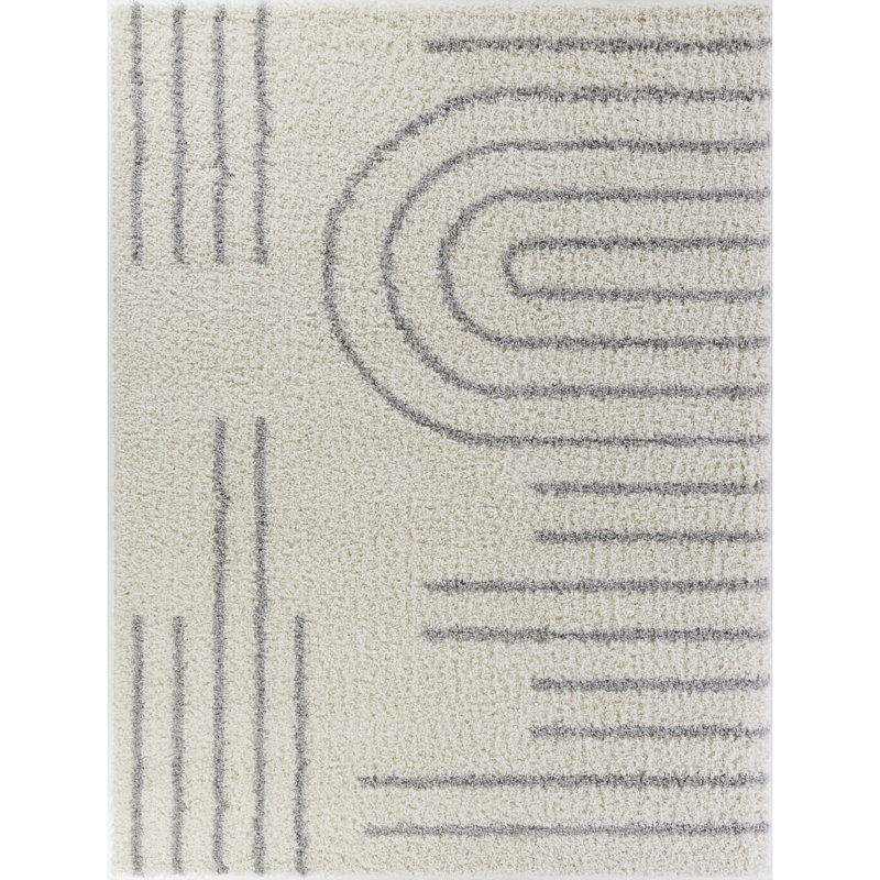 Tapis gris / ivoire Donaciones, Rectangle 7 pi 10 po x 10 pi