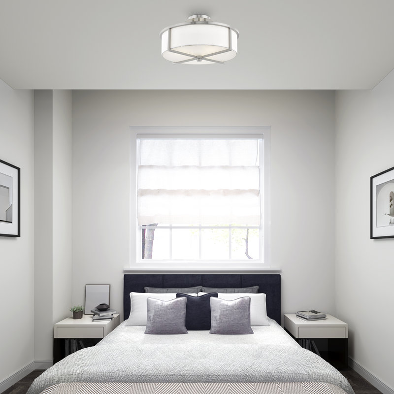 Charlieann Fabric Semi Flush Mount, Brushed Nickel