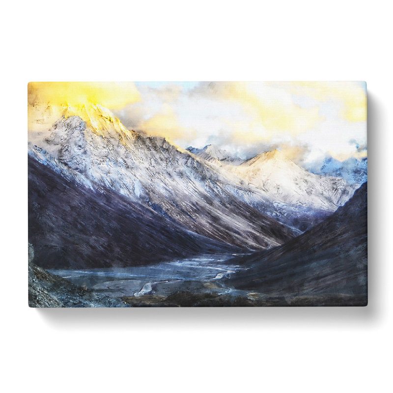 Spiti Valley In The Mountains Painting - Wrapped Canvas Print, 50cm H x 76cm W x 3cm D