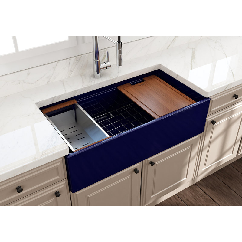 30'' L Single Basin Kitchen Sink, Sapphire Blue