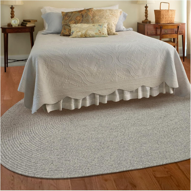  Braided Rug Washable Indoor/Outdoor Weatherproof Beige/Gray Rug, Oval 8' x 10'