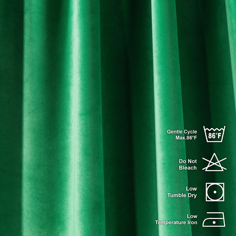 Room Darkening Single Curtain Panel, Emerald Green, 245 W x 295 D cm