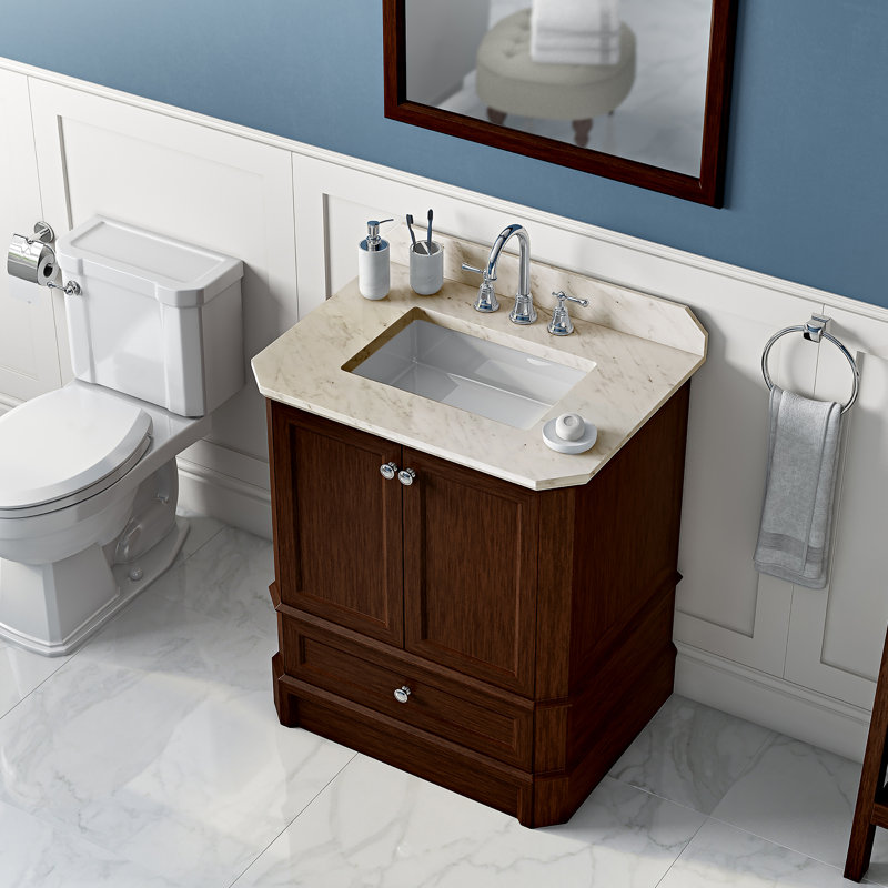 Meuble-lavabo simple 31 po Ellicott, Créma, Noyer brun