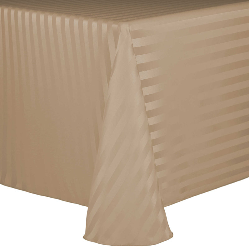 Ultimate Textile Satin Stripe Rectangular Tablecloth, 132" x 108", Toast, 15