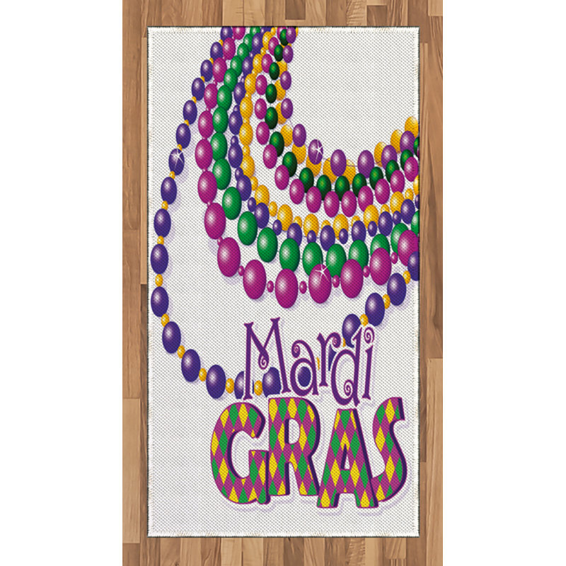 Tapis décoratif en fibres de polyester à haute densité Mardi Gras, Rectangle 2 pi 7 po x 5 pi