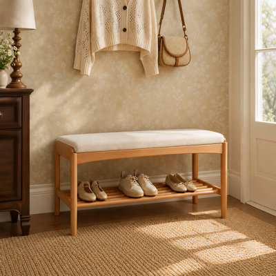 Solid Beech Upholstered Shoe Bench