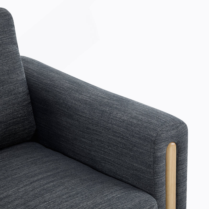 Fauteuil rembourré en tissu Harmonia, Gris anthracite