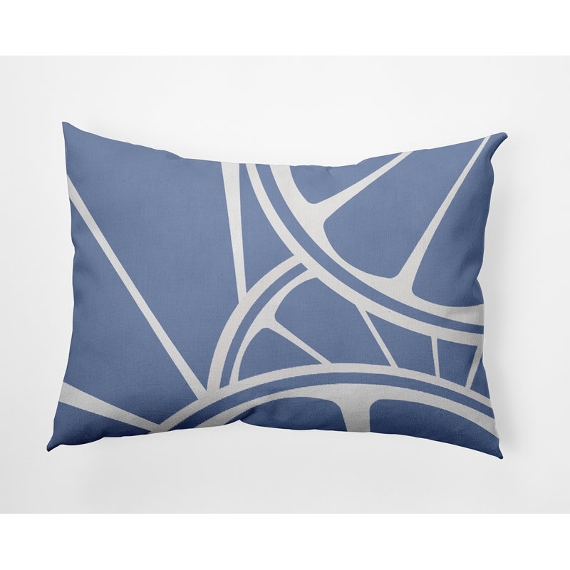 Geometric Outdoor Reversible Throw Pillow, Blue Purple/White