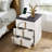 18'' W Modern Nightstand with Charging Station, Wood Square Bedside with 3 Large Drawers-1354562578