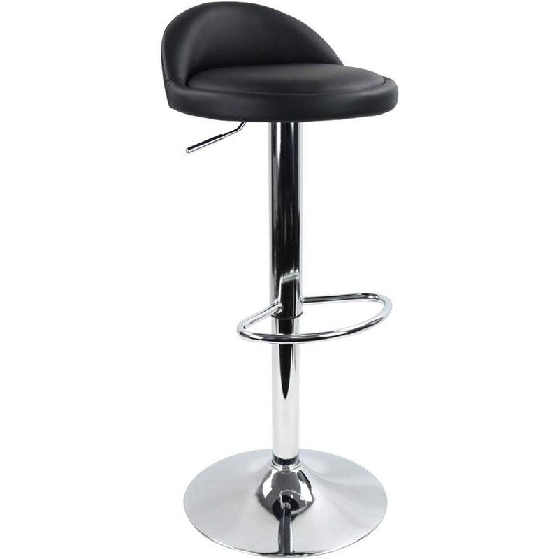 Temelec Swivel Upholstered Adjustable Height Counter Stool with Metal Frame, Black