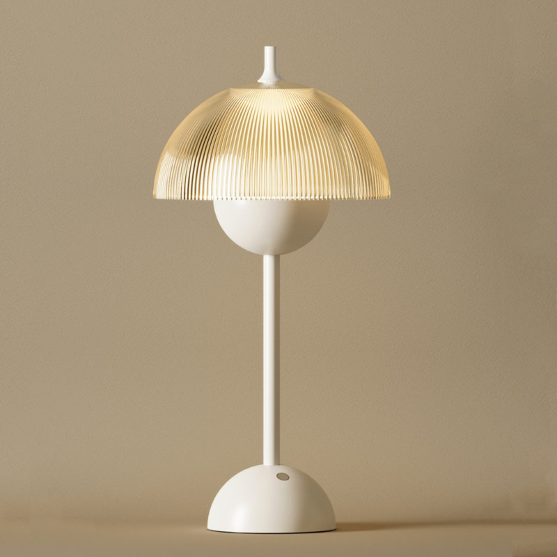 SELENE 16.3" Plug-In Modern Table Lamp, Striped Acrylic Mushroom Desk Lamp, 4-Stage Touch Dimmable LED Night Light with Memory Function for Bedroom Nightstands, Home Office, Bedside