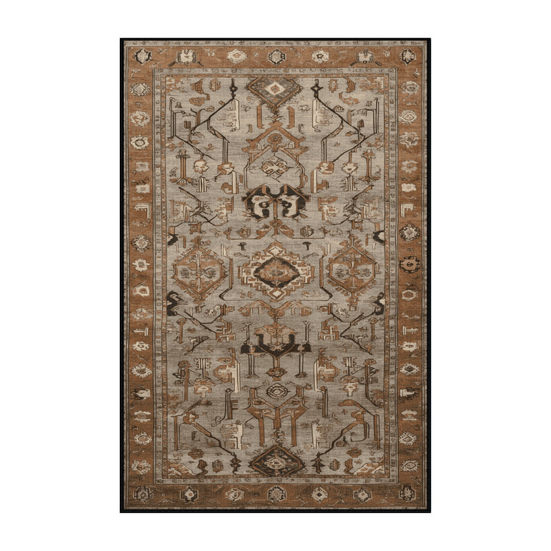 Tapis brun turc lavable à la machine, Rectangulaire 3 pi x 5 pi