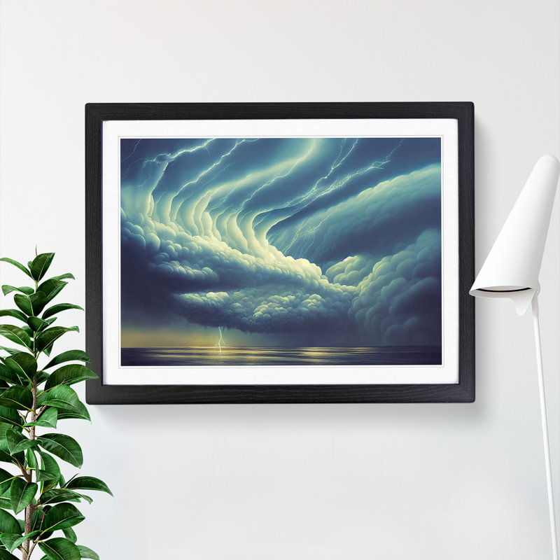 Heavenly Thunderstorm - Single Picture Frame Print, Black, 46cm H x 64cm W x 2cm D