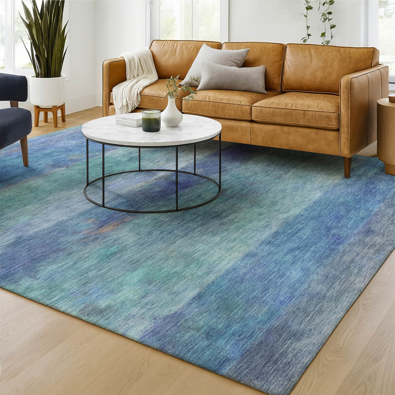 Premium Machine Washable Mayfield AMF2311 Stripes Rug, Blue, 5' x 7'6"