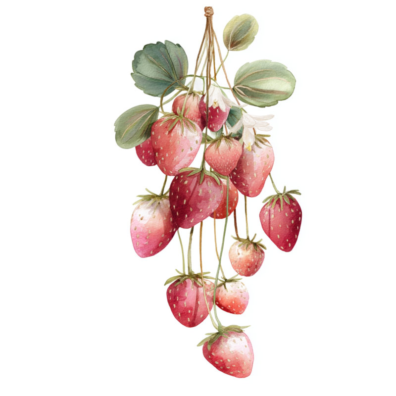 Couvre-lit aquarelle et fraises, Lit simple