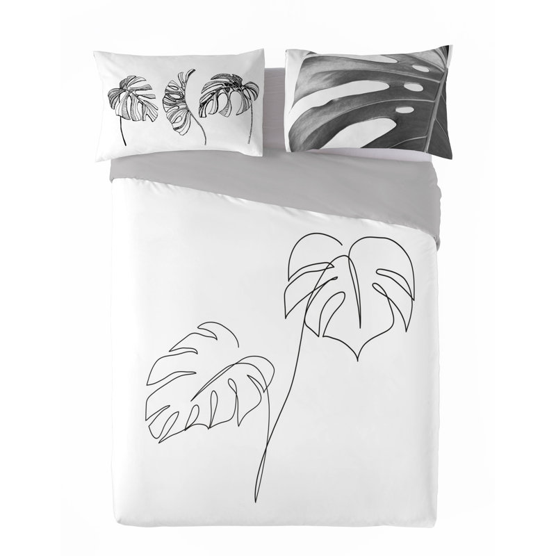 Blanca Queen 3pcs Cotton Duvet Cover Set (90"Wx92"L), Queen Duvet Cover + 2 Queen Pillowcases