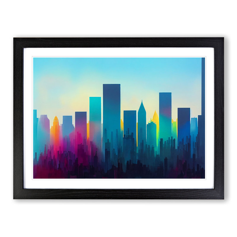 City Skyline Splash Vol.5 Abstract - Single Picture Frame Print, Black Framed, 46cm H x 64cm W x 2cm D