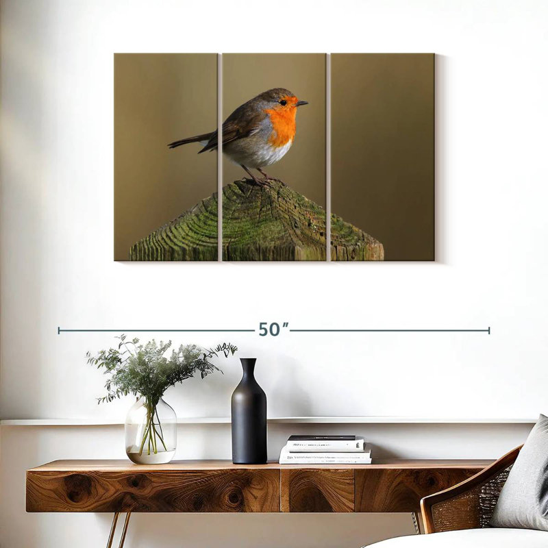 Brampt Bird Standing On Wood Post, 24" H x 38" W