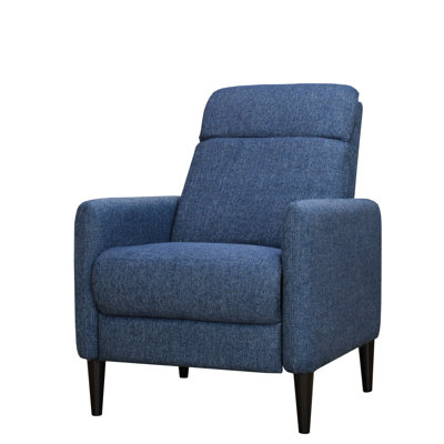 Fauteuil inclinable par pression, bleu - rembourré pour plus de confort, 30 po de profondeur, 34 de largeur, 40 de hauteur, 75 lb de poids