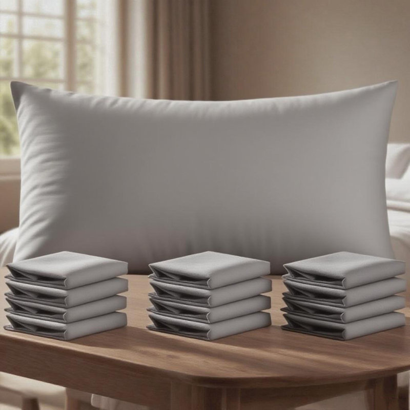 Plush Brushed Microfiber Pillowcases 12 Pack - Wrinkle Fade Stain-Resistant Envelope Style 20x36 Inches?, Gray