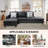 2-piece Faux Leather L-shape Lint Sectional Sofa-2012381226-2012381227