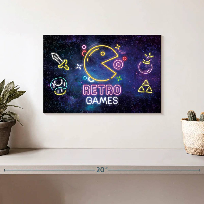 Keiraleigh Neon Retro Games, 8" H x 12" W