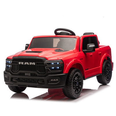 24V 160W Officially Licensed Dodge RAM 2500 Design 2-Seater   Ride On Truck,W/ Remote Control,W/2WD&4-Wheel Suspension,Storage Space&High Door Design,Built-In Music&Bluetooth,USB/MP3 Port For 3-6