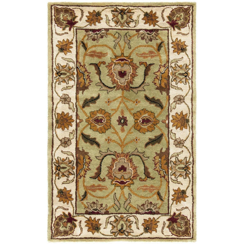 Tapis oriental en laine touffeté à la main à motif oriental Alg, Rectangle 4 pi x 6 pi