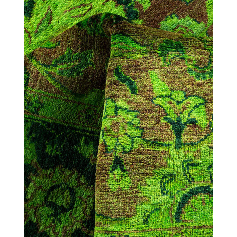 Tapis vert fait à la main de conception unique Chimel