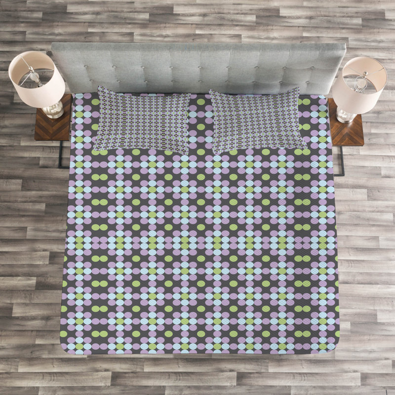Abrish Purple/Blue/Green Microfibre Bedspread Set, 220 x 264 cm