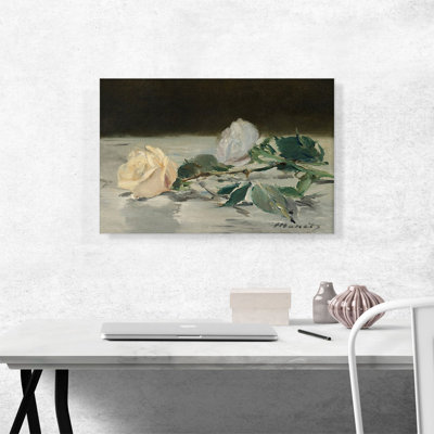 Deux roses sur une nappe de 1883 par Edward Manet, reproduction d'art sur toile tendue
