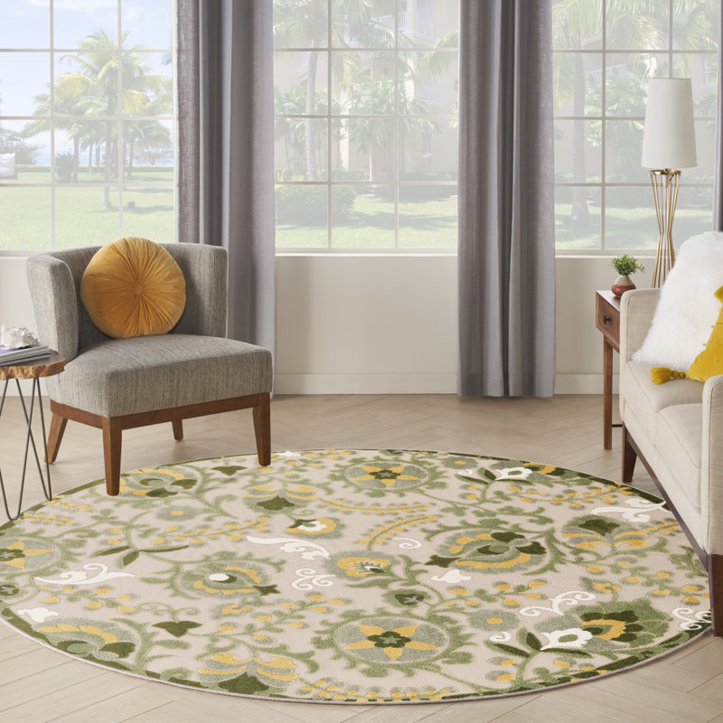Davar Floral Indoor/Outdoor Area Rug, Round 7'10"